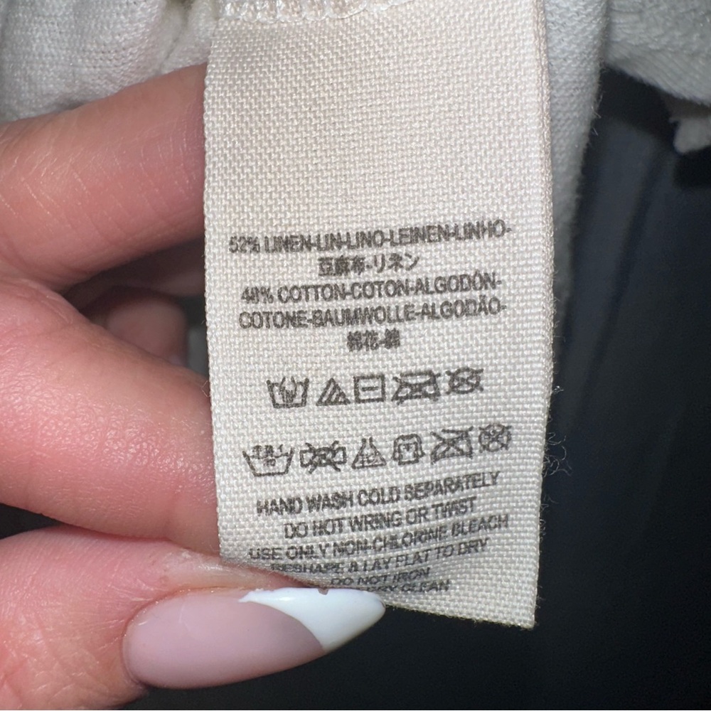 Free people we the free White linen blend cold Shoulder slouchy T-shirt Petite S - Picture 6 of 8